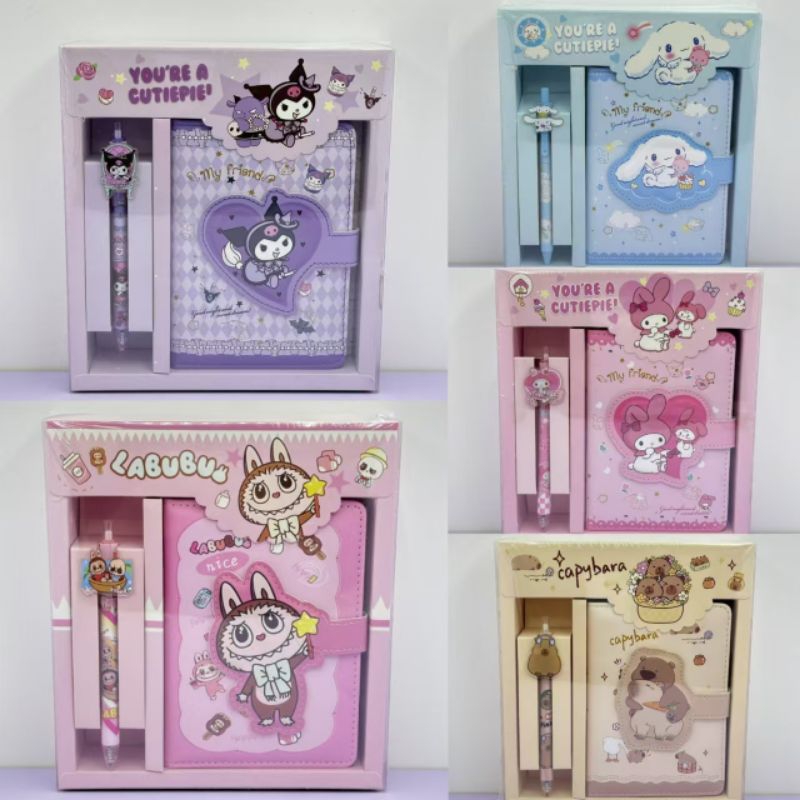 

PAKET 2IN1 GIFT SET NOTEBOOK SANRIO LABUBU MAGNET /BUKU DIARY FREE PEN FULL COLLOR AESTHETIC