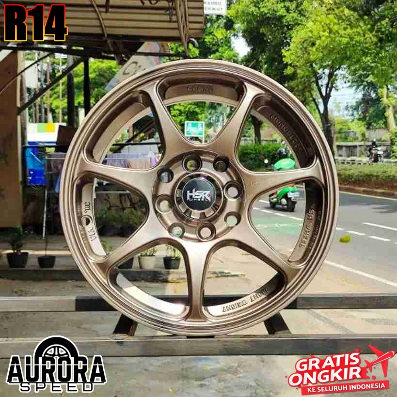 Velg racing ring 14 mobil Sigra Avanza Xenia Brio Calya Kijang Carry Pelek HSR Sebunsuta R15 Bronze