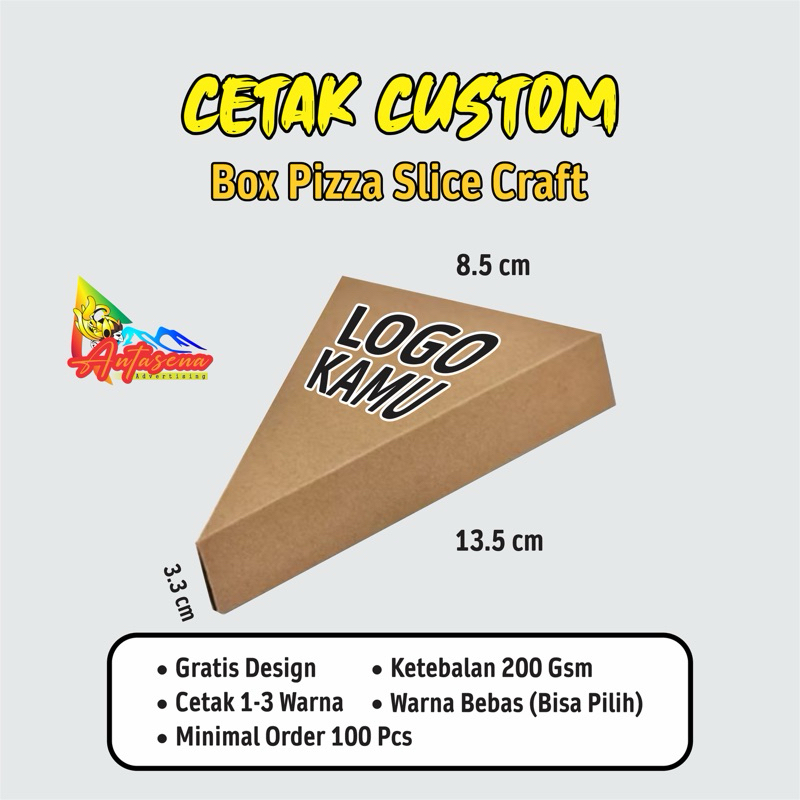 

Sablon / Cetak Custom Box Pizza Slice Craft / Kardus Pizza Slice Craft || Gratis Desain || Minimal Order 100 Pcs