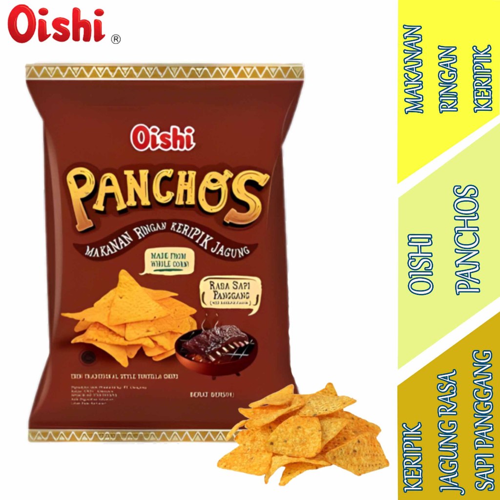

Keripik Jagung Rasa Sapi Panggang - Oishi Panchos - Makanan Ringan Keripik - 140gr