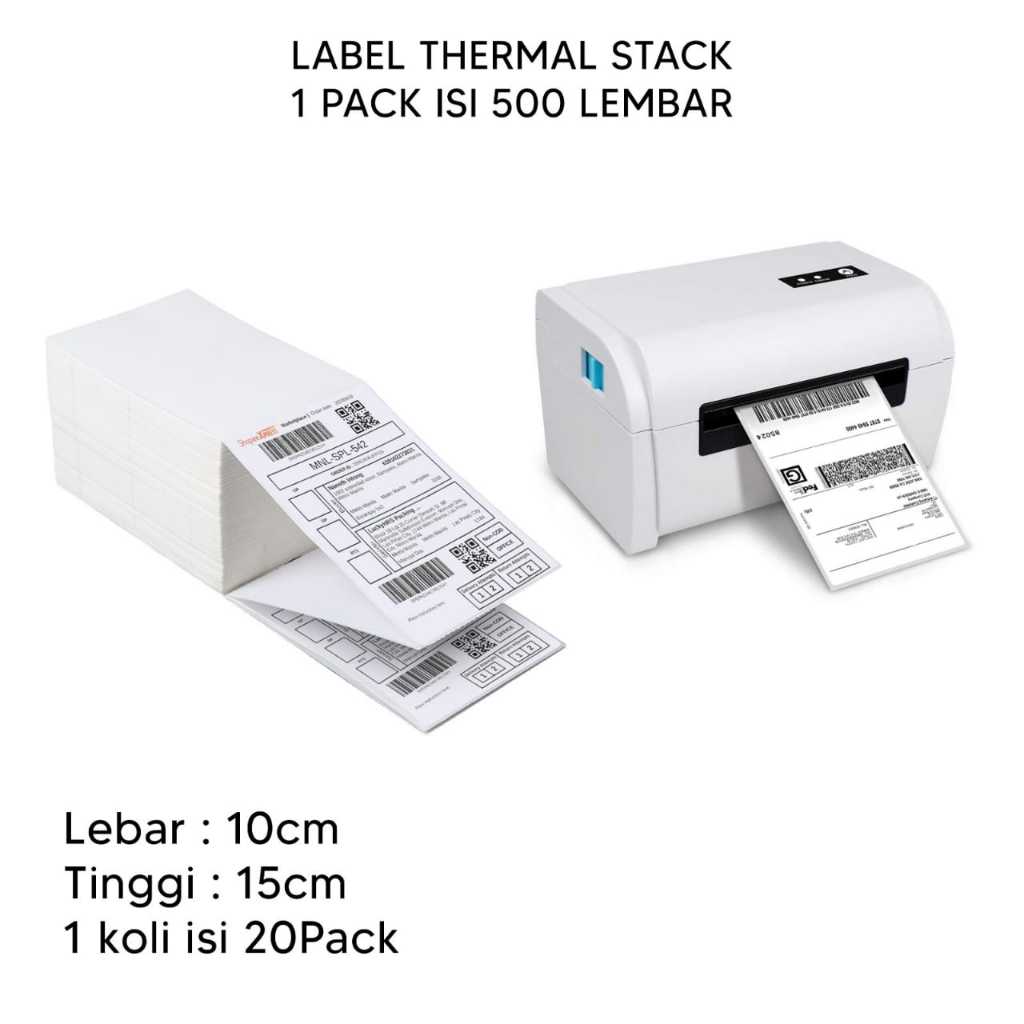 

Kertas Label Printer Thermal 100x150 mm 500 Lembar Lipat Model Stack