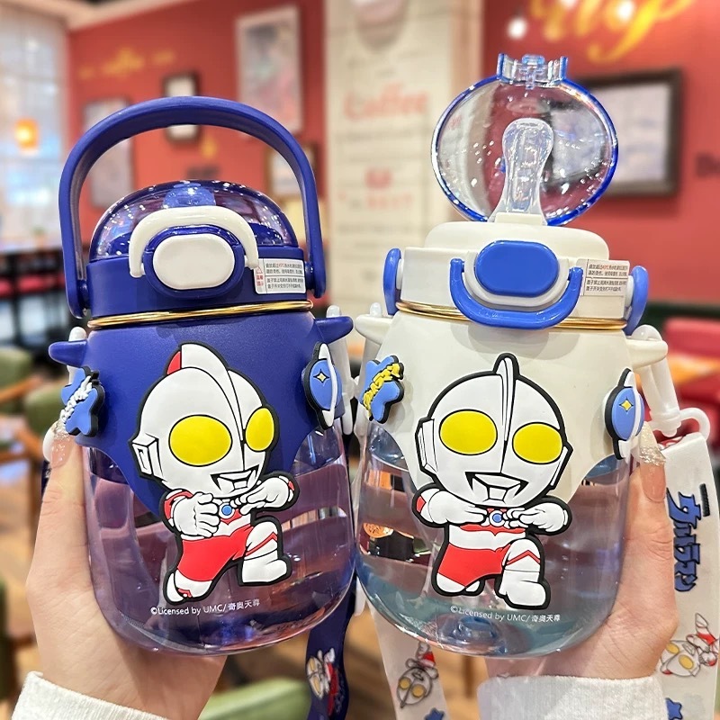 Botol Minum Anak Sedot 820ml Karakter Ultraman Plastik Tritan BPA Free