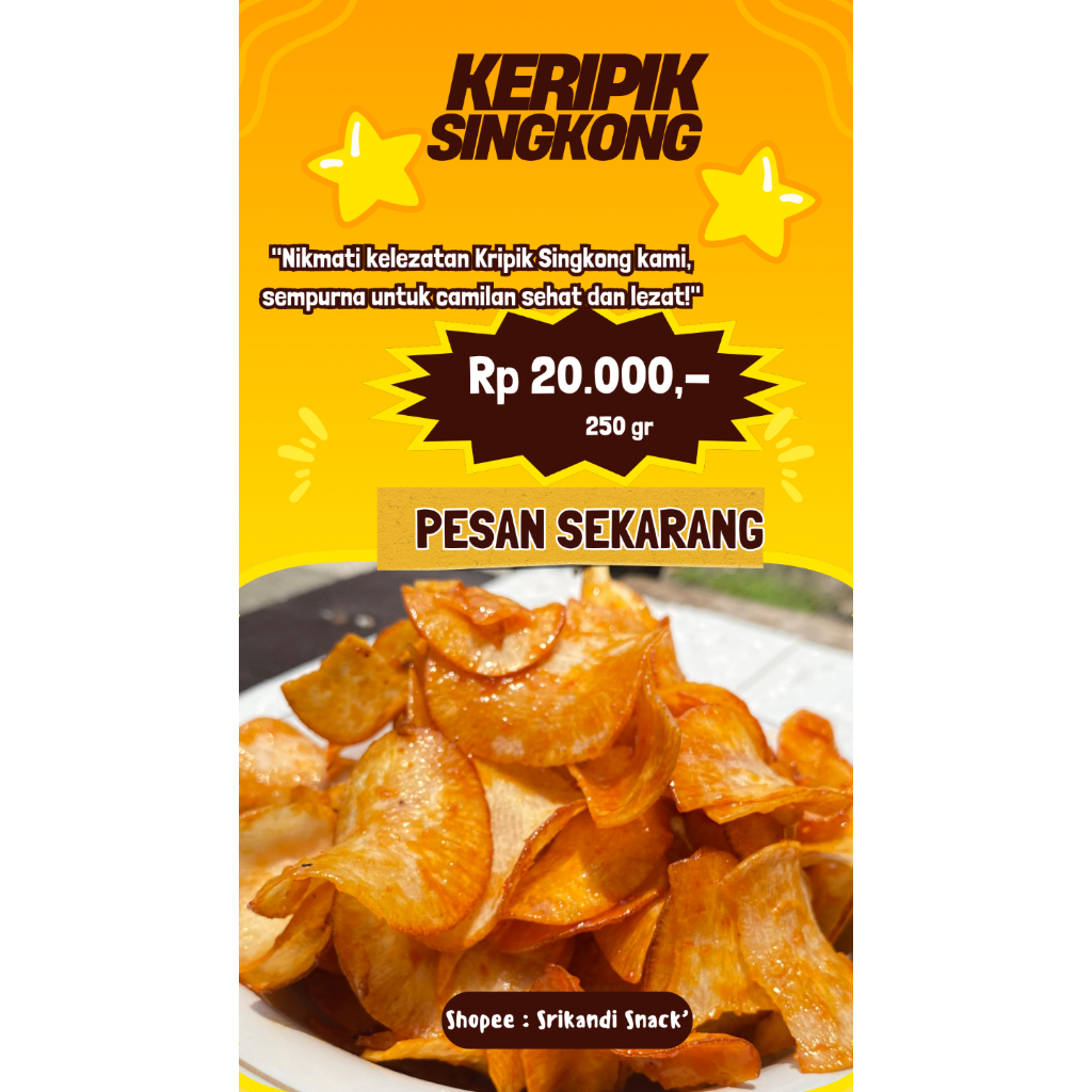 

KERIPIK SINGKONG MBAH MUR PEDAS MANIS GULA JAWA GURIH RENYAH KEMASAN 250 GR