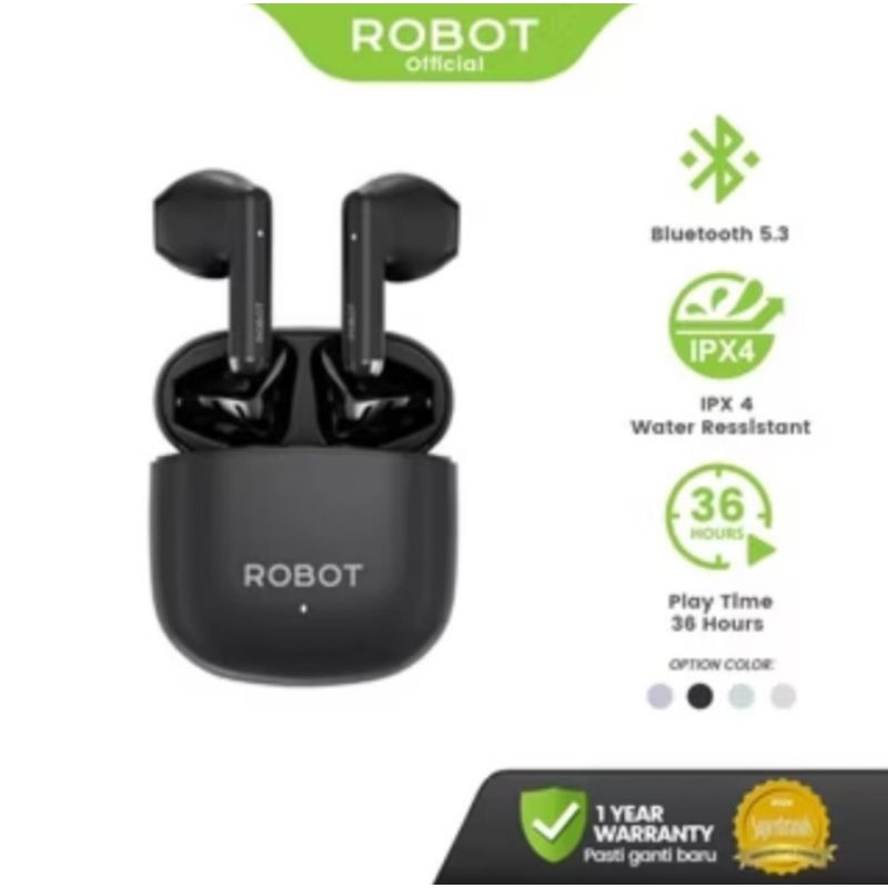 ROBOT TWS Bluetooth True Wireless Earbuds Bluetooth 5.3 Charging Case Bass Headset Bluetooth Android