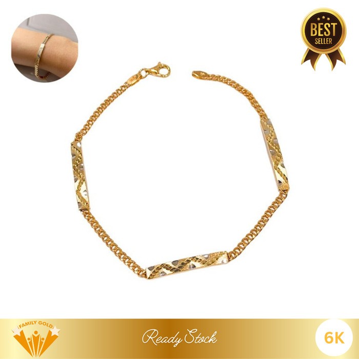 Gelang Emas Kadar 6K Model Reguler Rantai Plat Family Gold