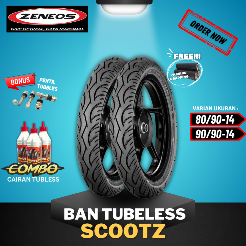 PROMO [READY COD] BAN ZENEOS SCOOTZ RING 14 ( 80/90-14 & 90/90-14 ) BAN TUBELESS ZENEOS RING 14 /