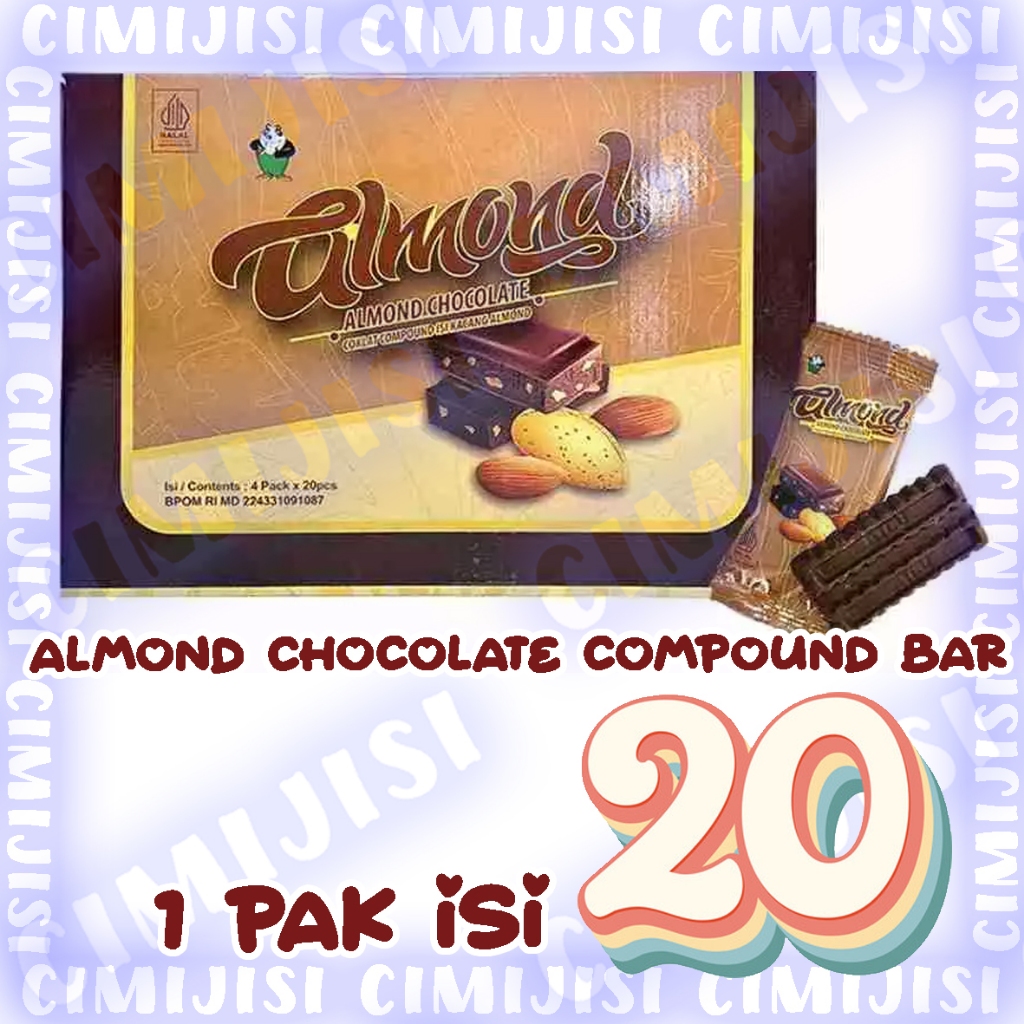 

Compound Chocolate cokelat almond kacang almon batang Bar cemilan