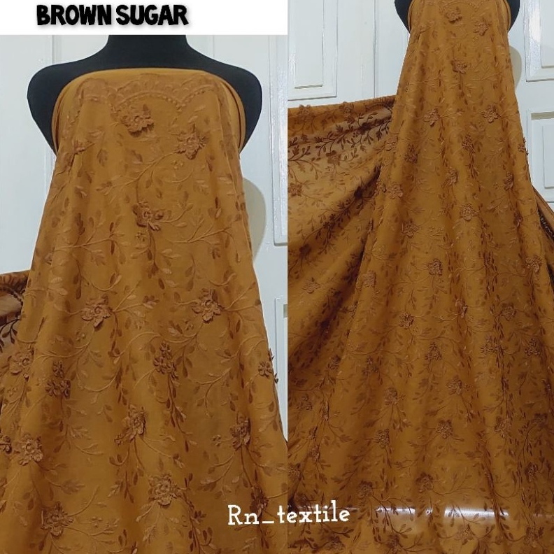 KODE O14Q  New Kain Katun Aplick  Kain Katun Bordir 3d Timbul  Harga Persetengah Meter