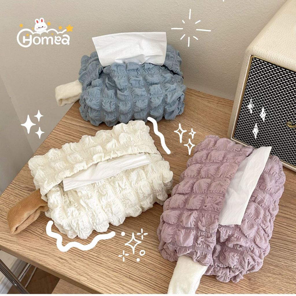 HOMEA Fluffy Tissue Bag Tempat Tissue Estetik Aesthetic