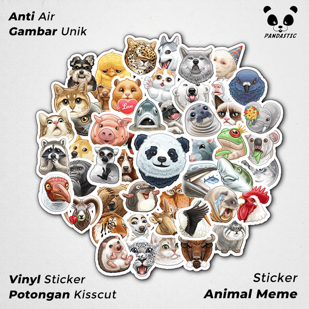 

Stiker Tempel Animal Meme Chibi Kartun Film Paper Vinyl Dekorasi Laptop Koper Tumbler Kulkas DIY