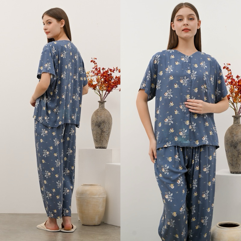 PROMO DISKON HAIMA - LAURA SET ( pajamas - oneset - piyama pendek - piyama pendek rayon )