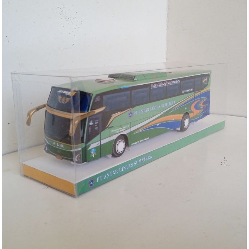Miniatur bus kertas PT ALS, Skala 50, Pakai kotak plastik mika