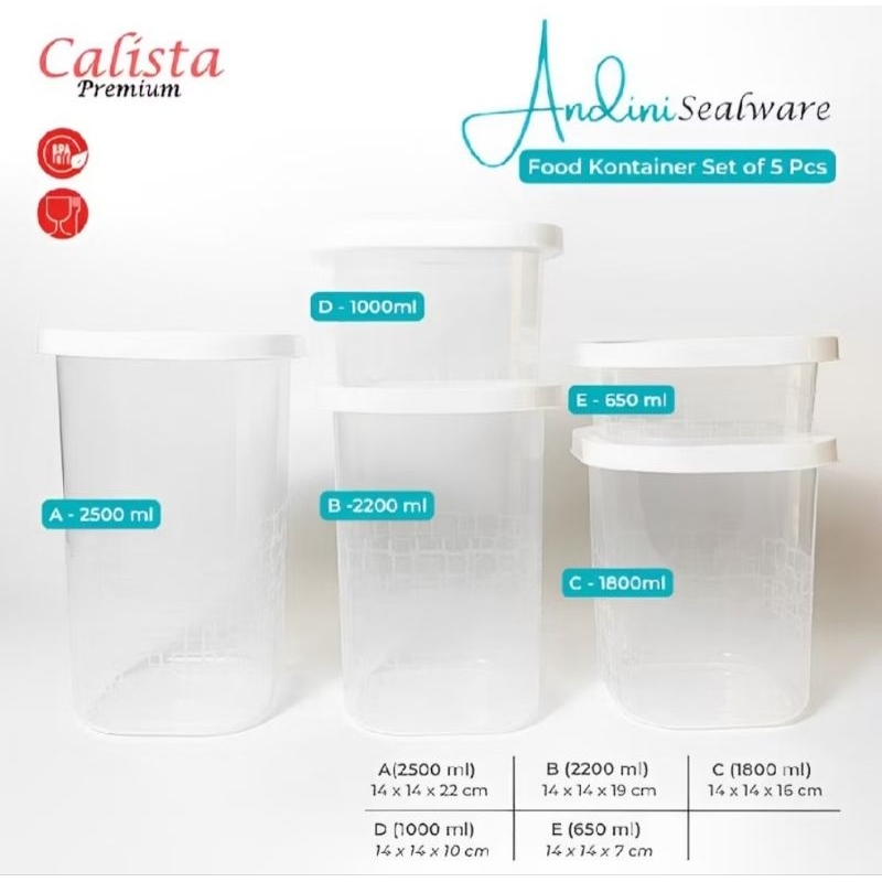 CALISTA Toples Plastik Andini Calista Set isi 2PCS