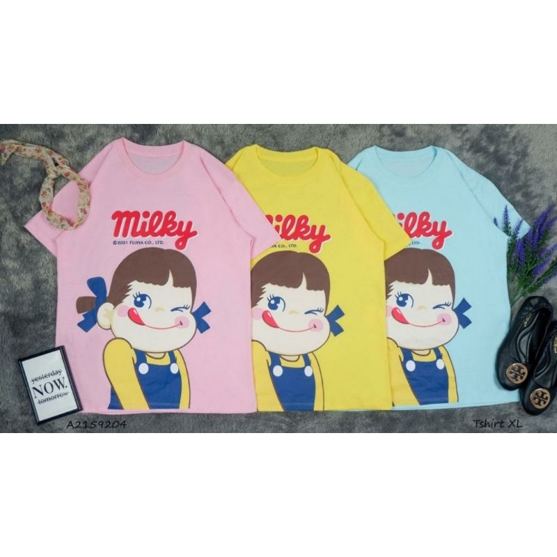 Kaos Tshirt Karaker Milky Peko Chan Pastel