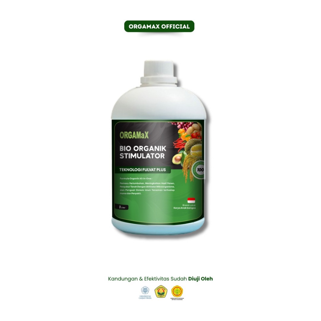 Orgamax 1L - Zat Stimulator Organik Cair Pupuk Asam Fulvat Humat booster buah sayur lebat tanaman