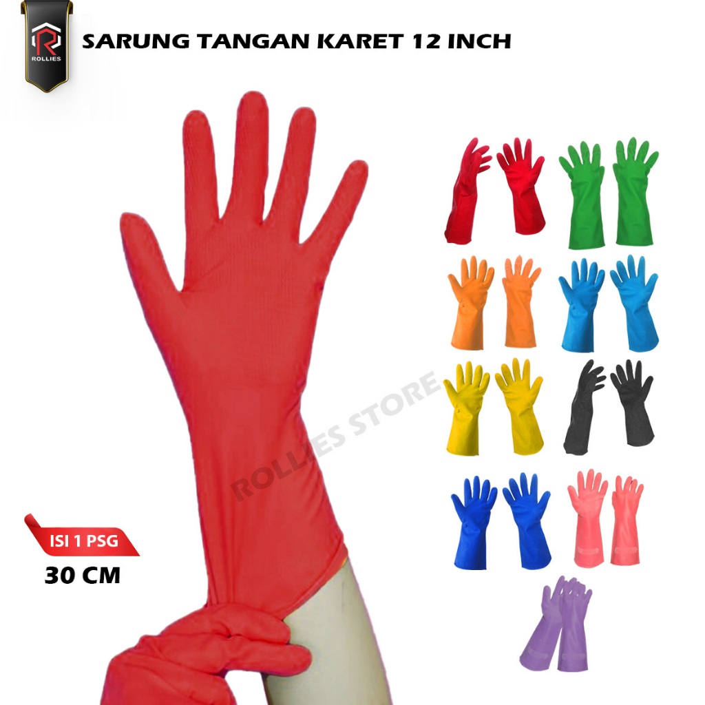 Sarung Tangan Karet Panjang 12 inch atau 30 cm / Sarung tangan karet household atau rumah tangga