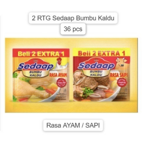 

Sedaap Bumbu Kaldu Rasa Ayam/ Sapi 2 Renteng / 36pcs - Penyedap Rasa