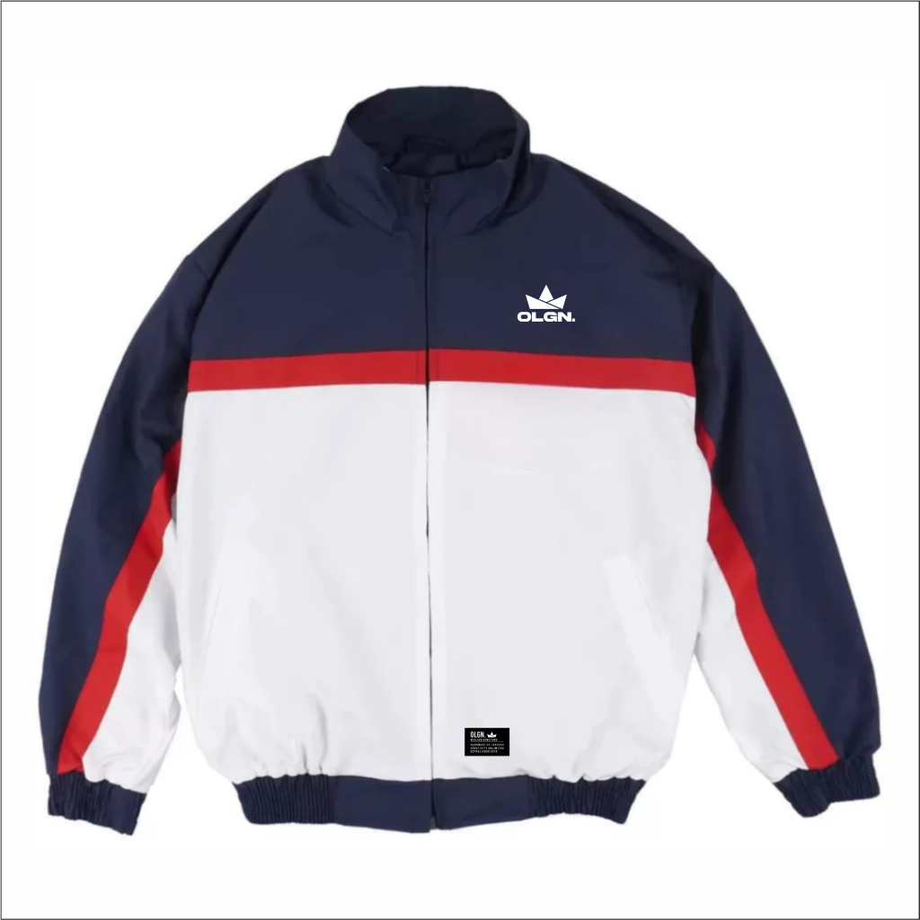 Jaket Tracktop Suit Pria Wanita Windbreaker Taslan Premium Unisex Tracksuit Jacket - OLGN Marcos Nav