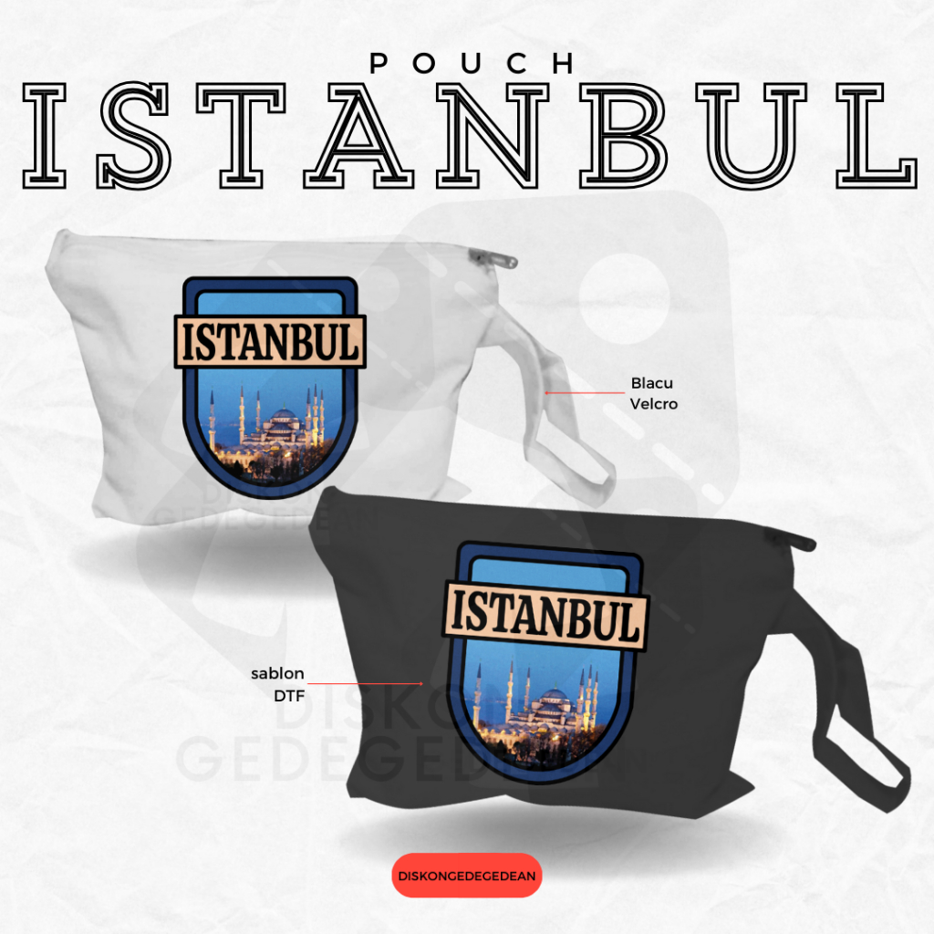 Diskongedegedean Pouch Souvenir Istanbul Turki Dompet Oleh Oleh Turkey Bahan Blacu dengan Resleting 