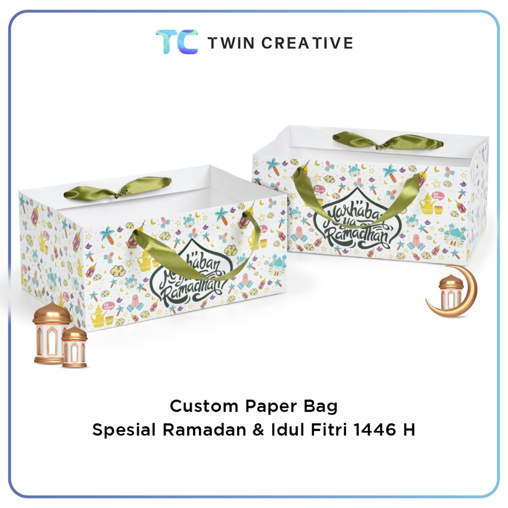 

Custom Paper Bag Ramadan Pita Hijau Hampers Lebaran - Paperbag Idul Fitri