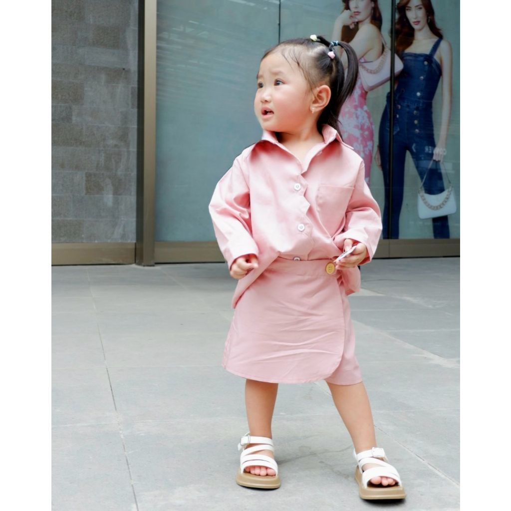 KAARAKIDS - Lili Set / Setelan Kemeja Skort Katun Poplin Anak Perempuan Umur 1 - 6 Tahun