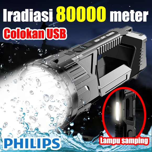 【Grade Militer Jerman Pengisian daya surya 】senter jarak jauh 10KM Senter super terang Jarak Jauh Mu