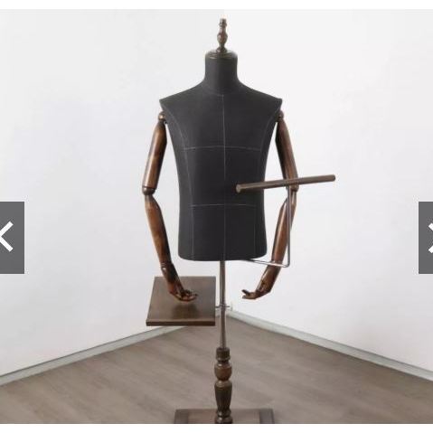 Manekin Set Pria Setengah Badan Tangan Kayu Coklat Tua Murah