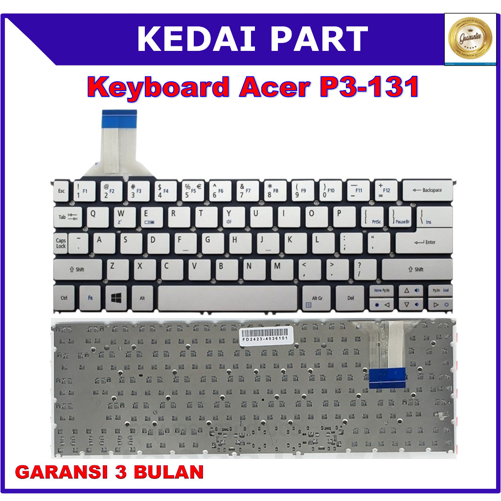Keyboard Acer Ultrabook Iconia P3-131 P3-171 W700 W700p W100 W3-810 Silver