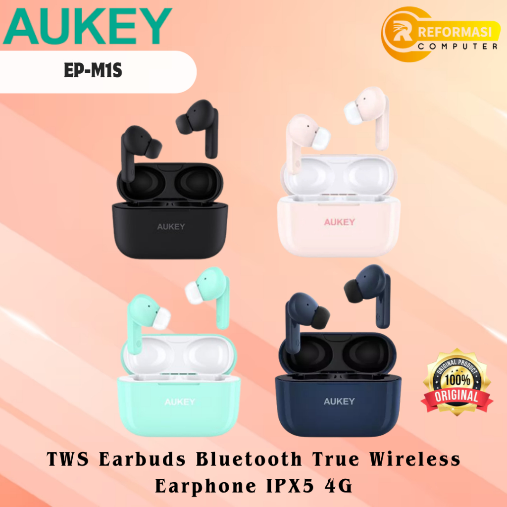 AUKEY TWS AUKEY Wireless Earphone IPX5 4G EP-M1S Earbuds Bluetooth