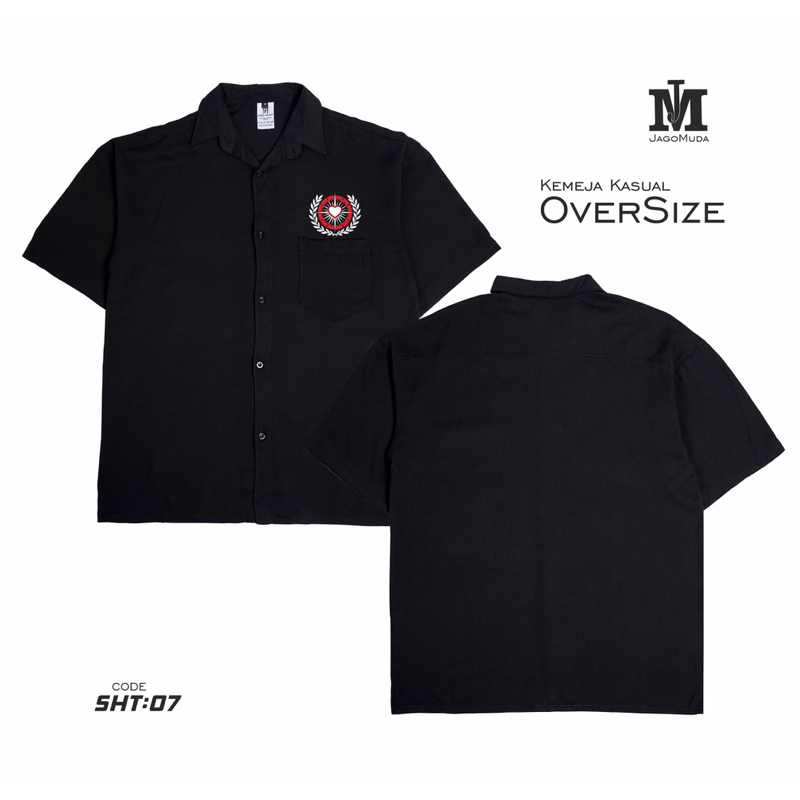 Jagomuda Terate Hem Kemeja Hitam Psht Logo Hati Bersinar Oversize Kekinian Terbaru Simple Baju Penca