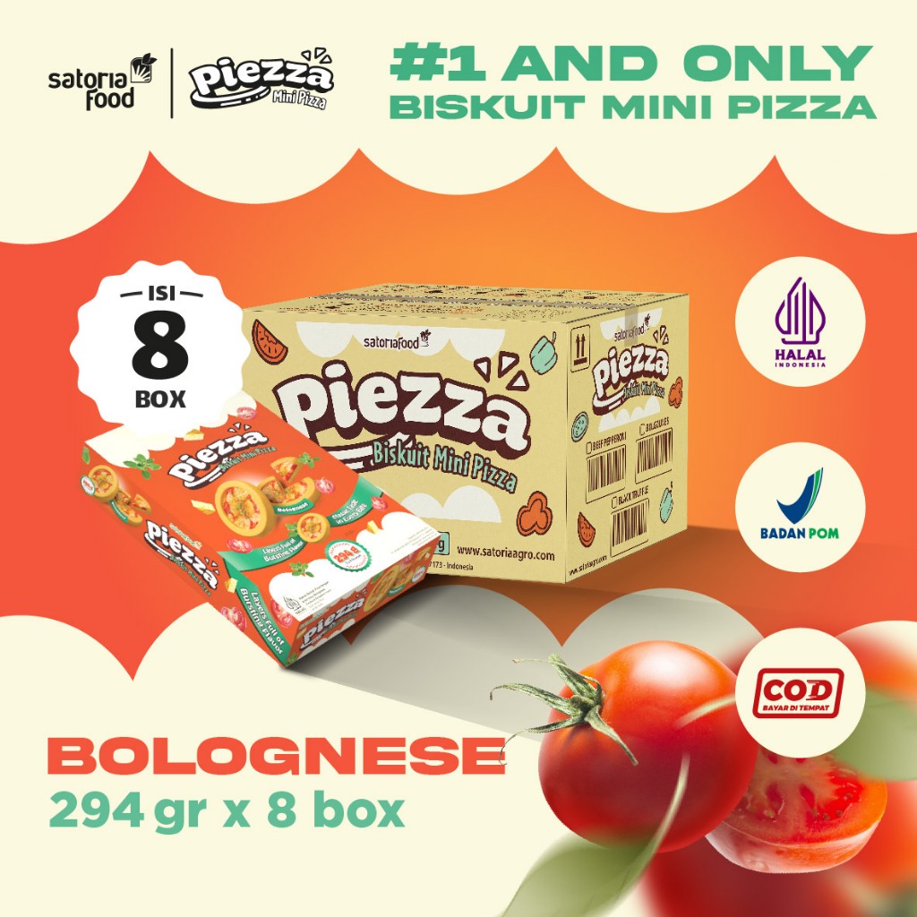 

Snack Piezza Bolognese 294gr x 8 Box [ 1 Dus ] | Biskuit Cemilan Pie Mini Rasa Pizza