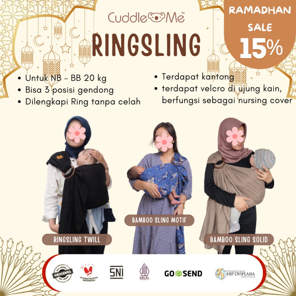 Bamboo Ring Sling Cuddle Me Gendongan Samping CuddleMe Gendongan bayi newborn Gendongan M shape
