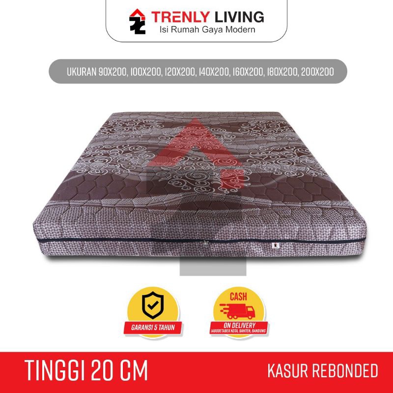 TrenlyLiving Kasur Busa Rebonded Tebal 20cm Ukuran 90, 120, 160, & 180 cm
