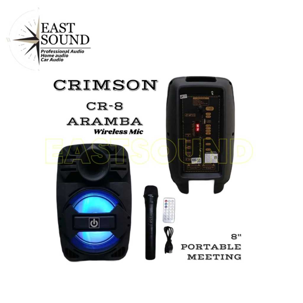 SPEAKER PORTABLE 8 INCH ARAMBA MIC WIRELESS CRIMSON