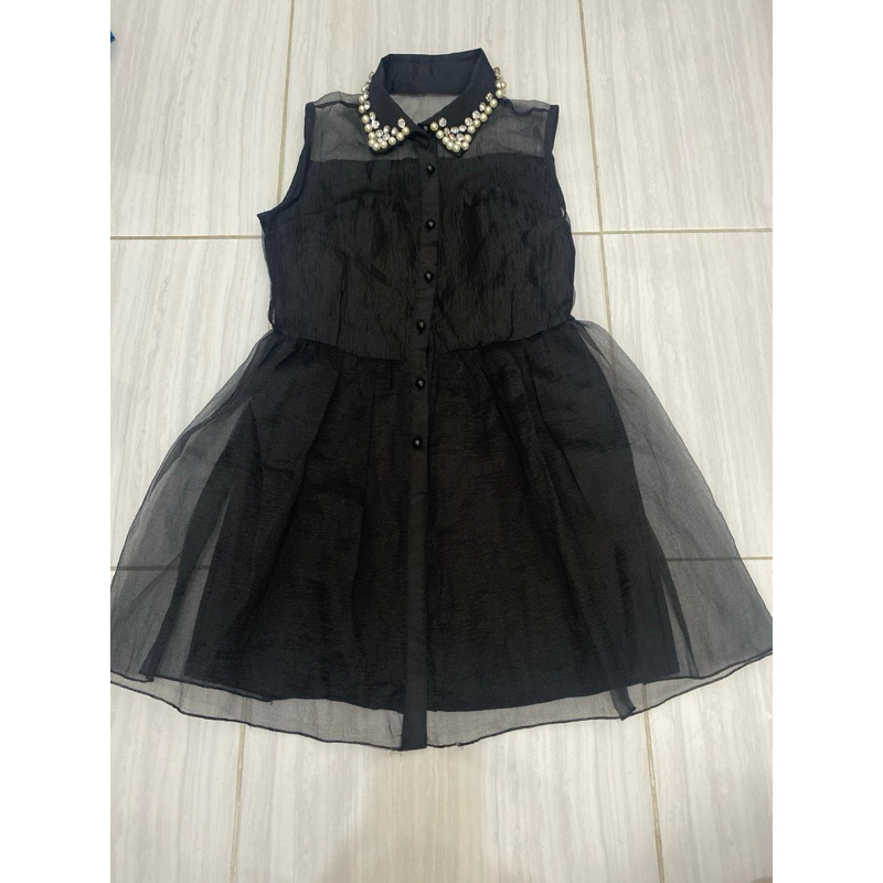 PRELOVED mini dress hitam kaca monte tile transparan seksi mewah elegan pesta