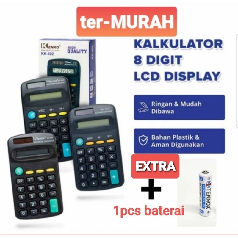 

Kalkulator kecil 8 digit kalkulator saku KK402 extra baterai