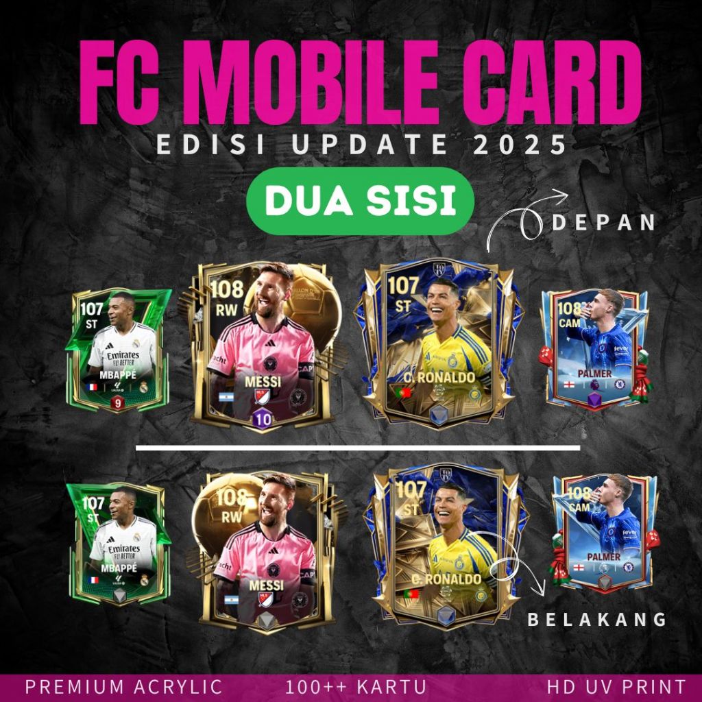 FC MOBILE GANTUNGAN KUNCI 2 SISI AKRILIK PREMIUM | KARTU FC MOBILE 25 | FCM CARD FOOTBALL UPDATE