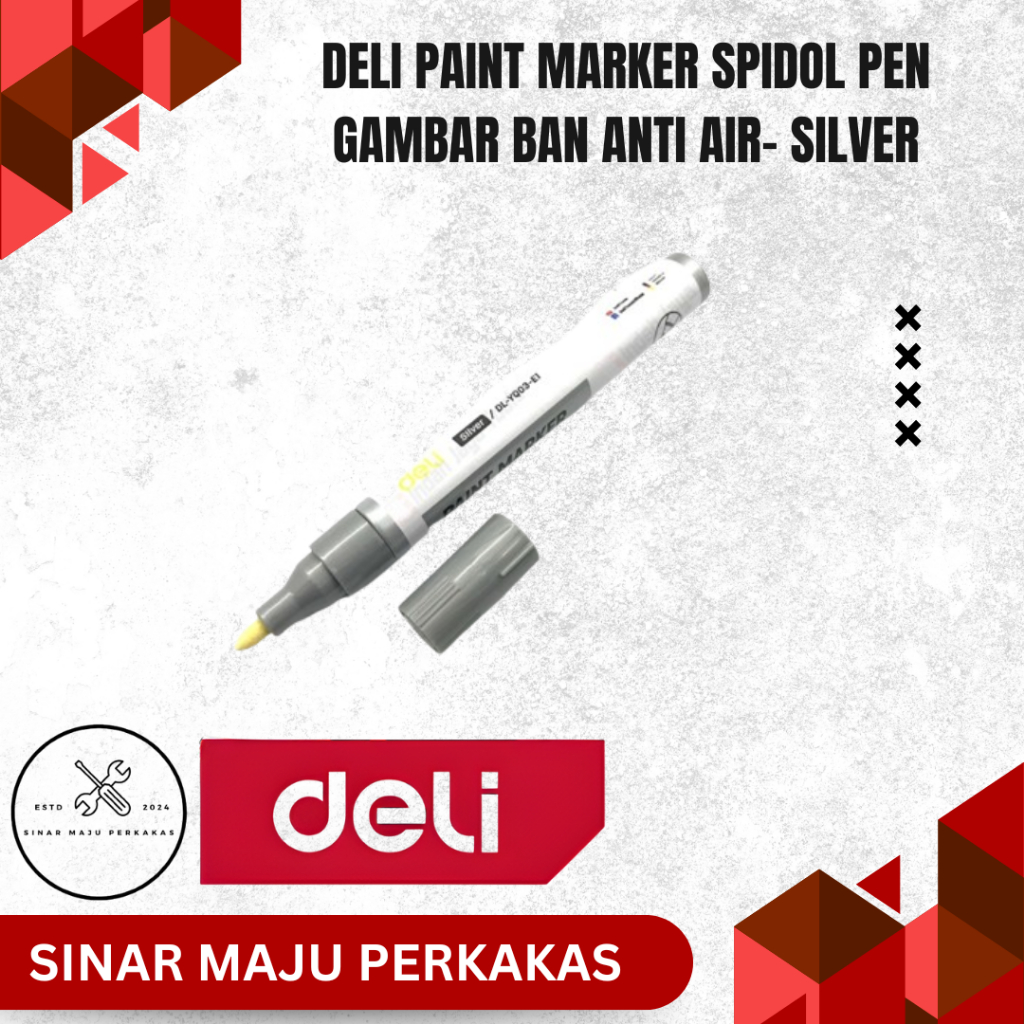 

DELI Paint Marker Spidol Pen Gambar Ban Anti Air Multifungsi Tip - Water Proof Permanen - Silver