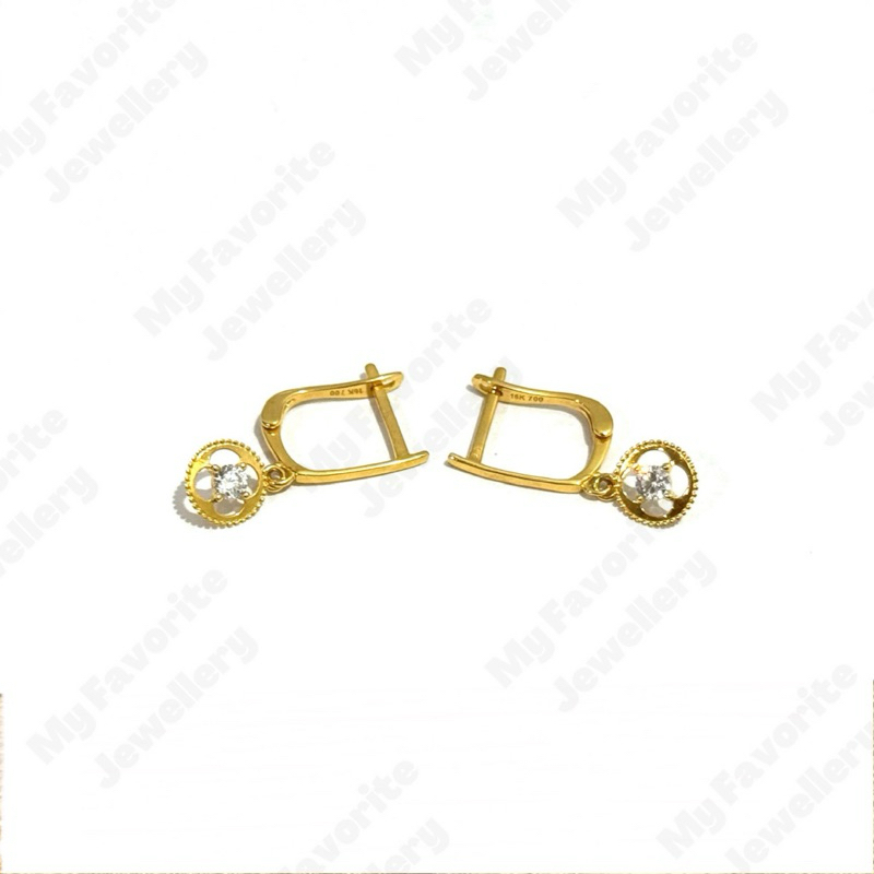 Anting Klip Gantung Emas Asli Kadar 700 16K