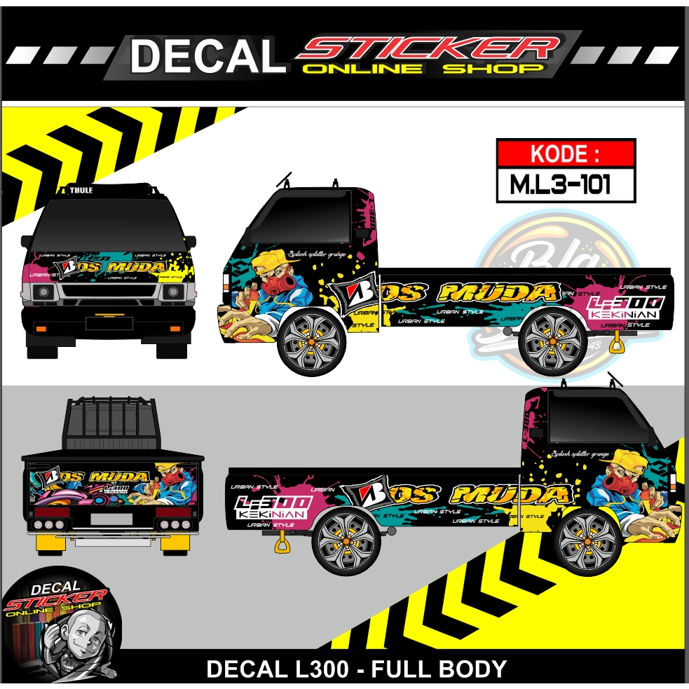 STIKER MOBIL L300 PICKUP FULL BODY KEREN VARIASI BOS MUDA ANTIGORES LAMINASI