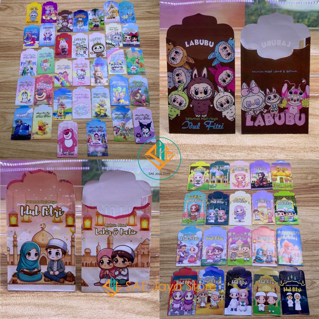 

(10 PCS-SEDANG-A) SAE - AMPLOP LEBARAN MOTIF MUSLIM DAN KARTUN UKURAN SEDANG SUDAH DI LEM SIAP PAKAI