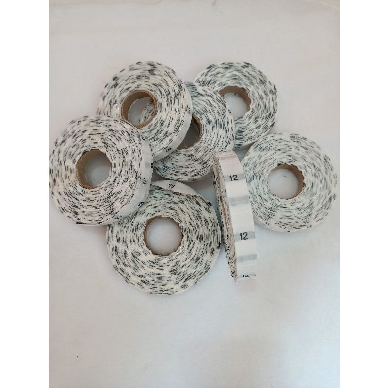 Label Size Angka Bordir Woven Per Roll Warna Putih