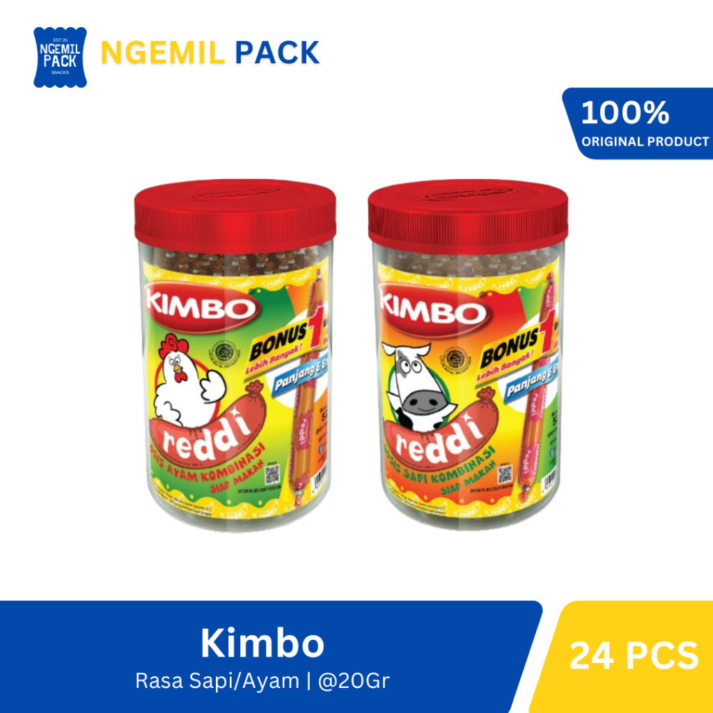 

Kimbo Reddi Sosis Sapi/Ayam Toples Isi 24pcs @20Gr