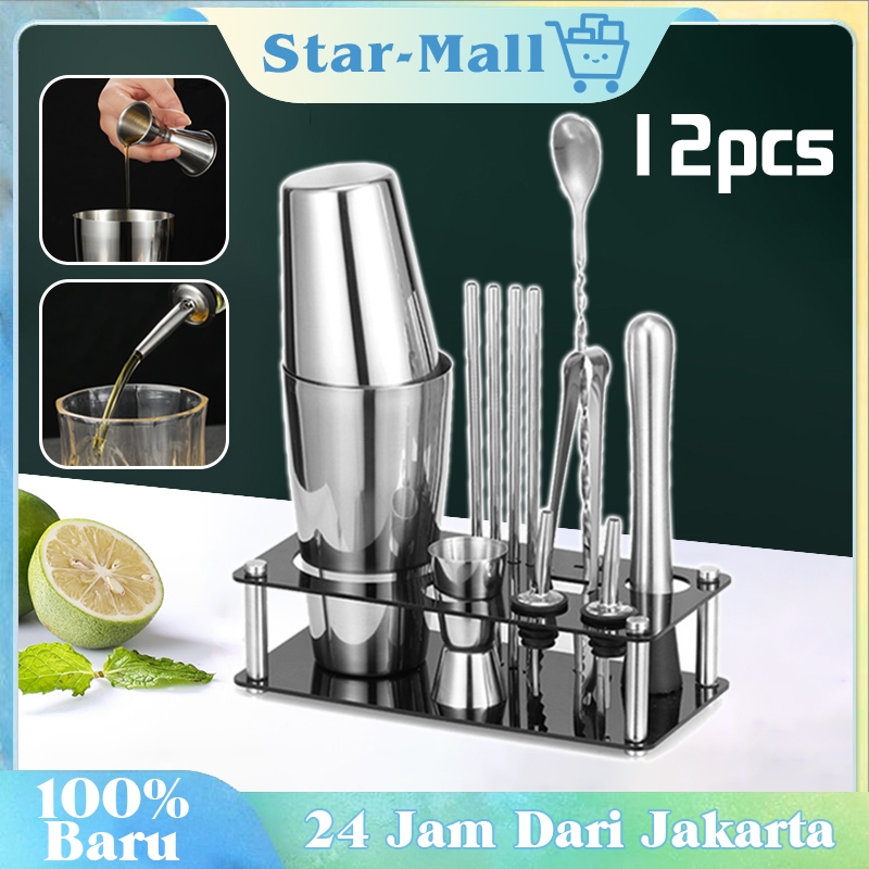12Pcs Bartender Set Shaker Stainless 304 Boston Shaker Coktail Shaker