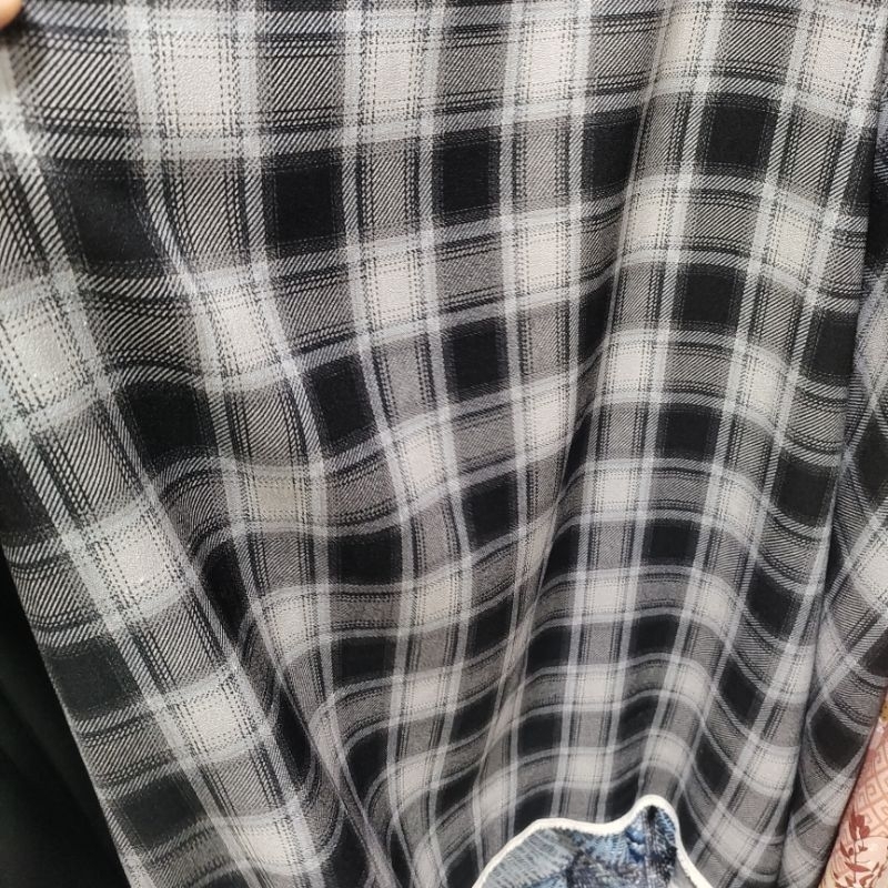 kain flanel motif kotak - bahan kemeja - kain lembut - bahan flanel TRT