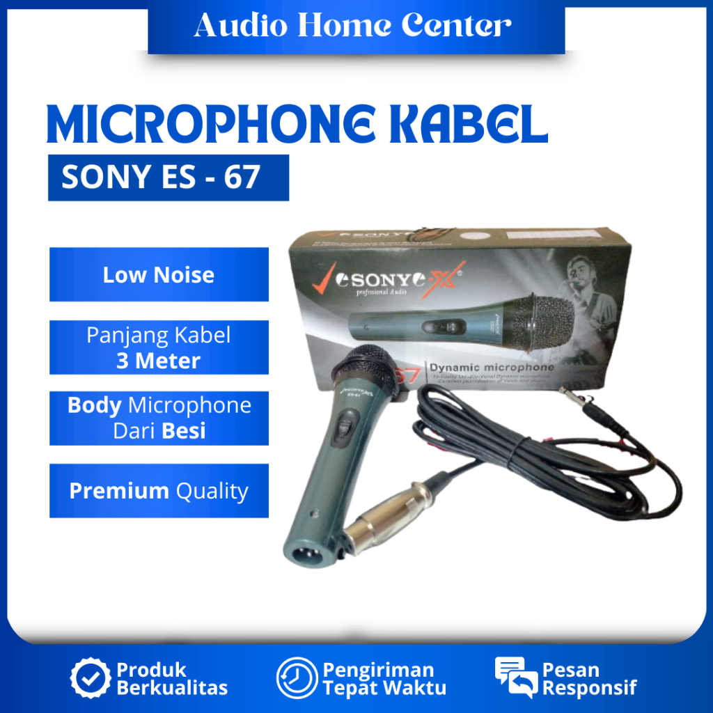 MICROPHONE KARAOKE SONY ES-67 MIC KABEL SUARA JERNIH MIKROFON KARAOKE MIC KABEL SUARA JERNIH