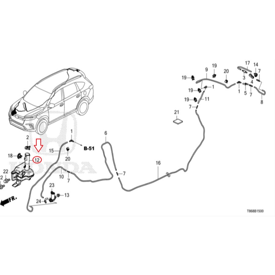 Botol tabung cadangan air wiper Honda CRV BRV Gen 2 2022-2024 Original