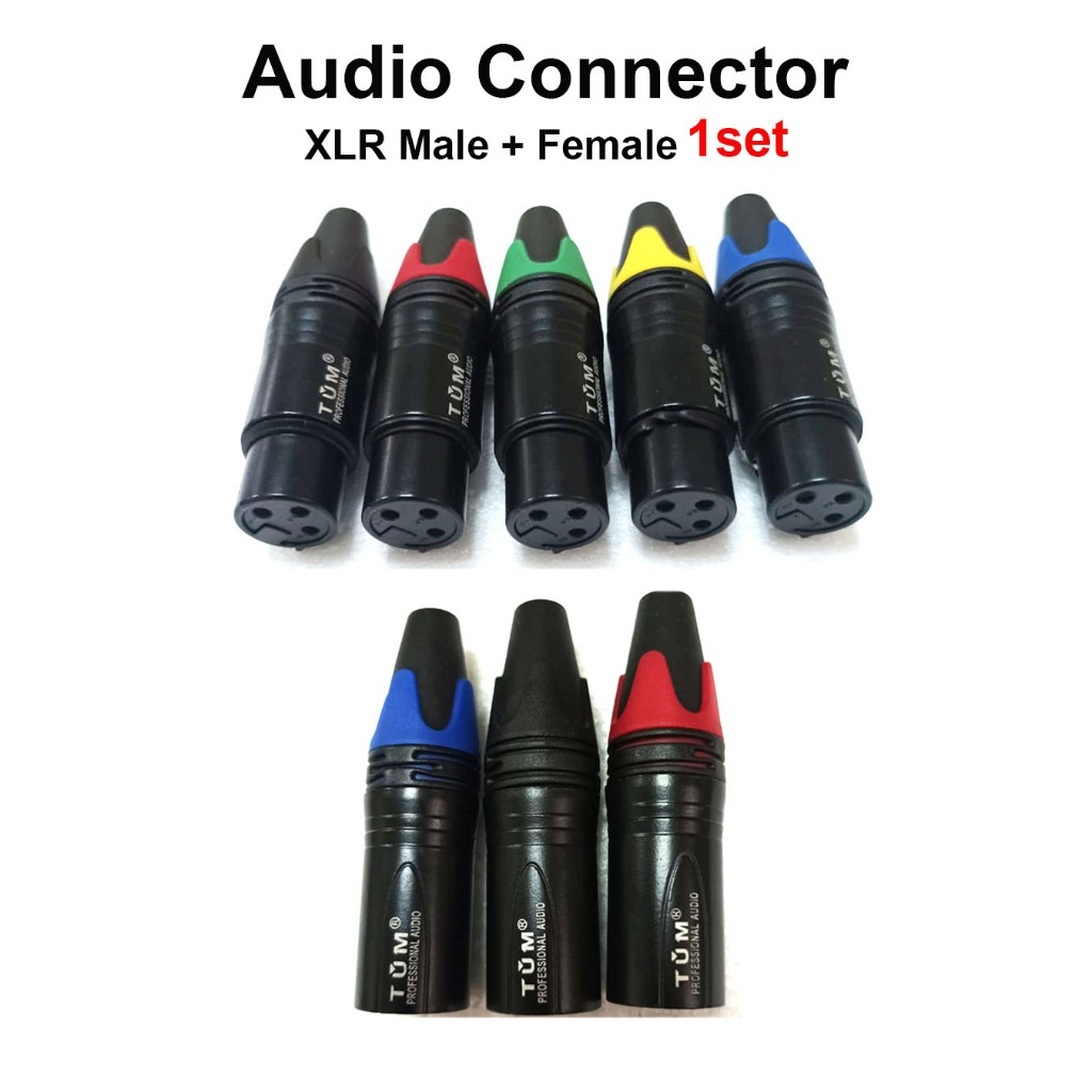 TUM Jack Jek XLR/Canon Male+Female Jek konektor Audio Sepasang (1set)