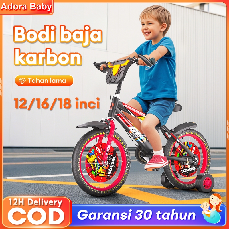 {Garansi 30 Tahun} Sepeda anak 18 inch usia 3 - 12 tahun Cewek Keranjang REM sepeda anak laki laki