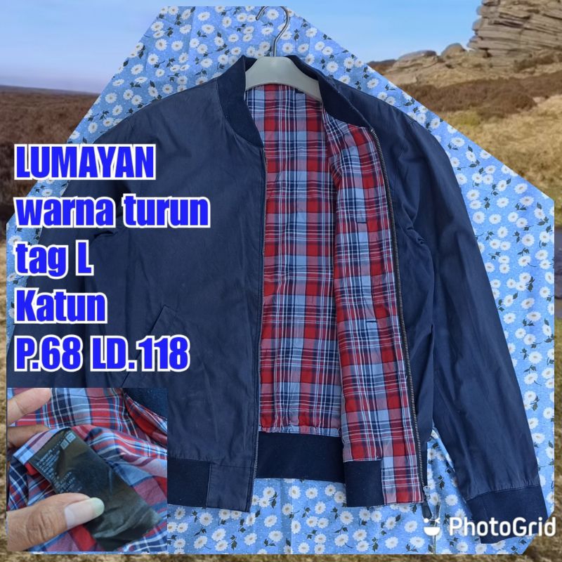jaket work kerja casual bomber tartan uniqlo